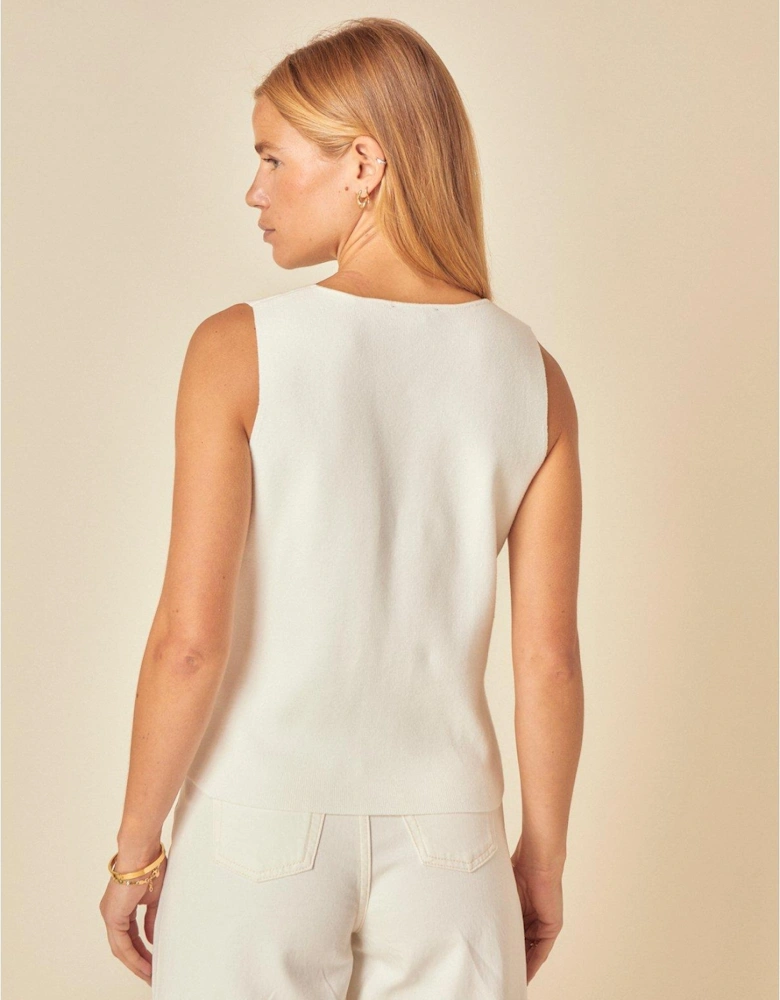 Fine Gauge Knitted Waistcoat - White