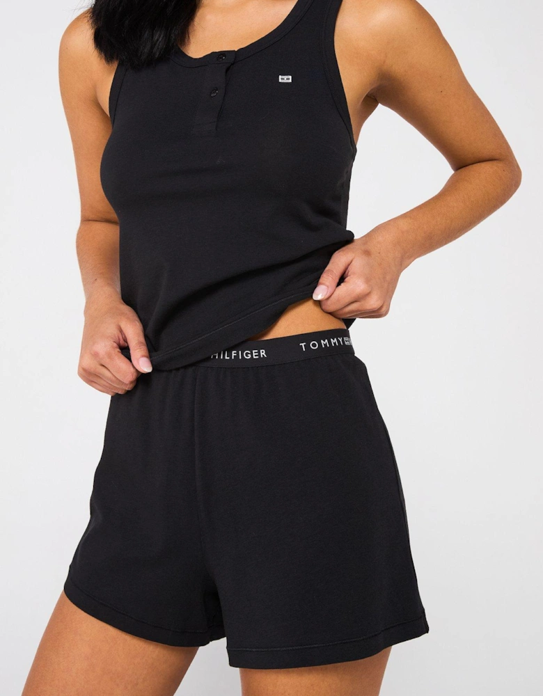 Modal Tank Top Short Pyjama Set - Black
