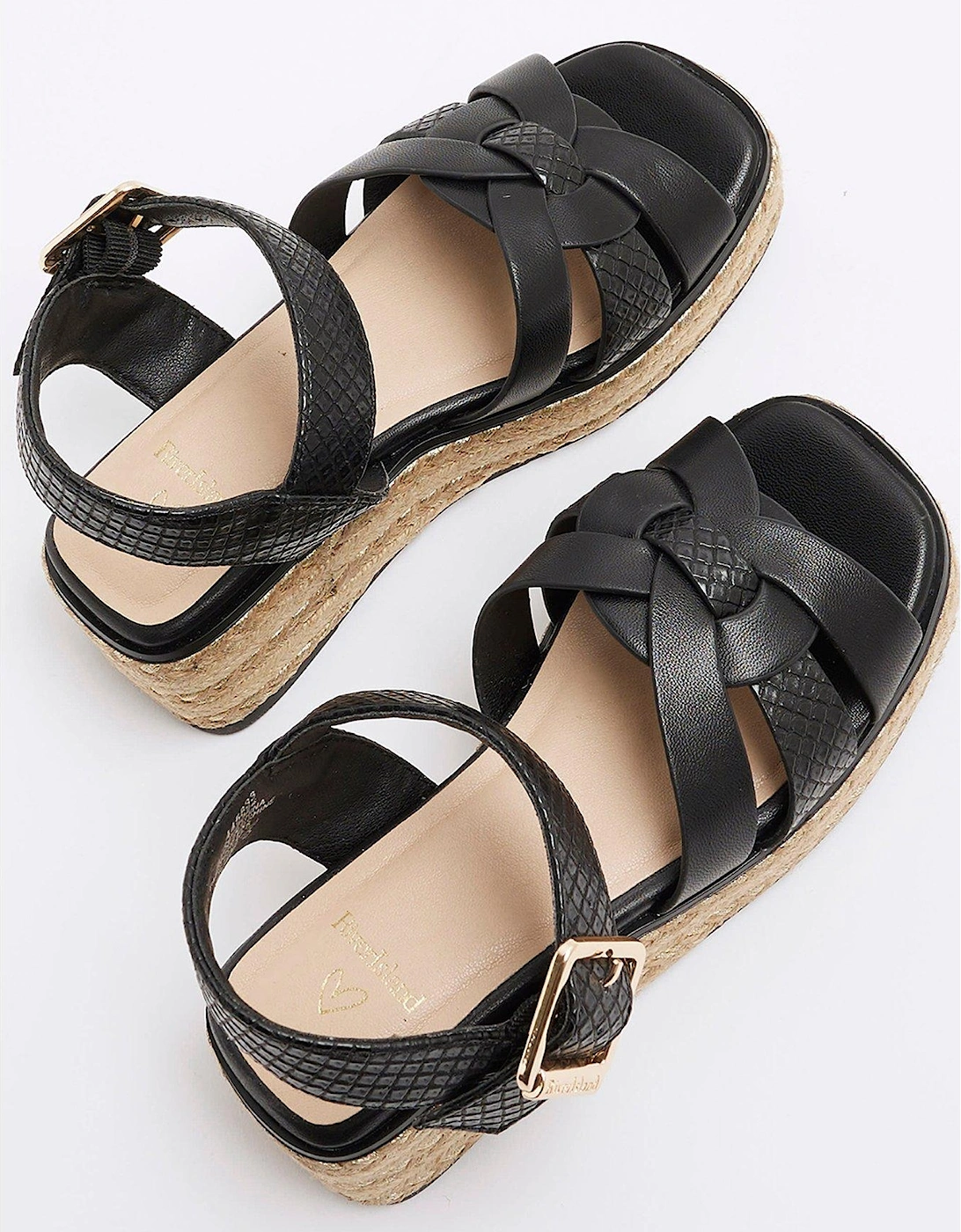 Girls Weave Wedge Sandals - Black