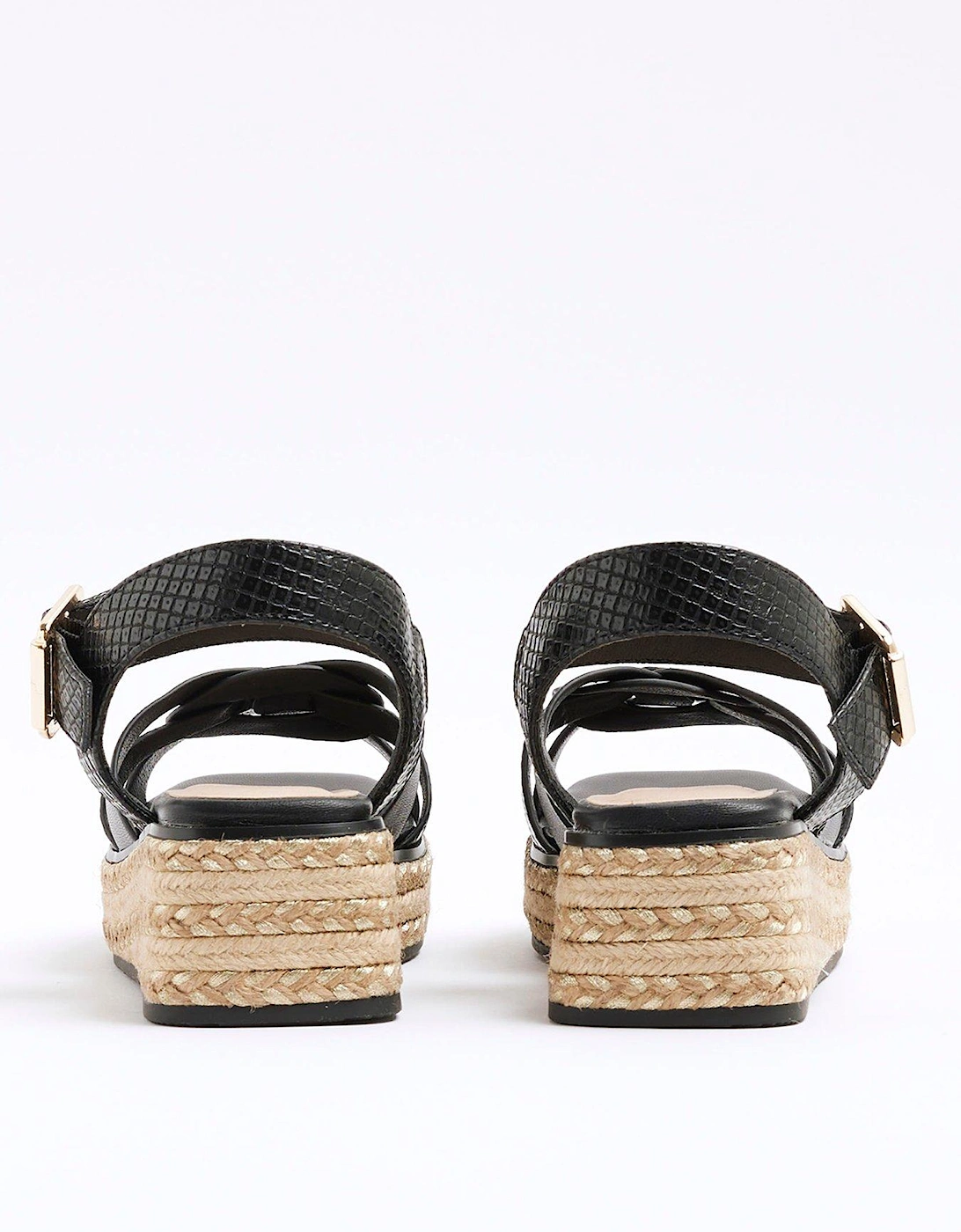 Girls Weave Wedge Sandals - Black