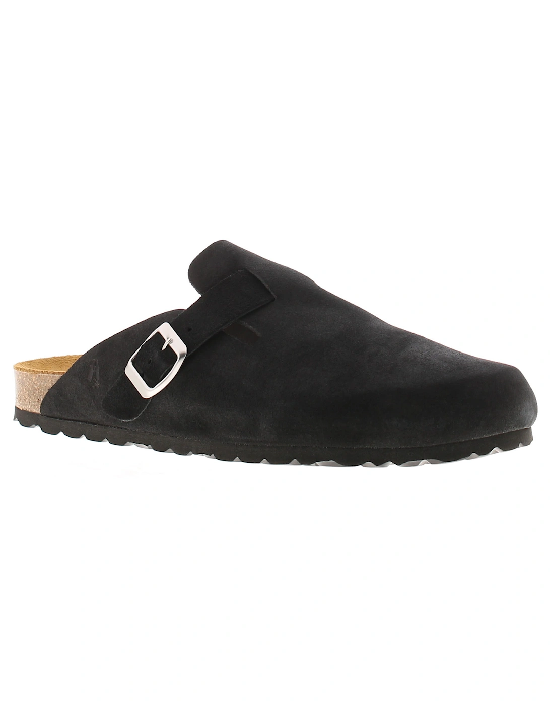 Womens Sandals Bailey Closed Toe Mule Leather Flat Slip On Black UK, 6 of 5
