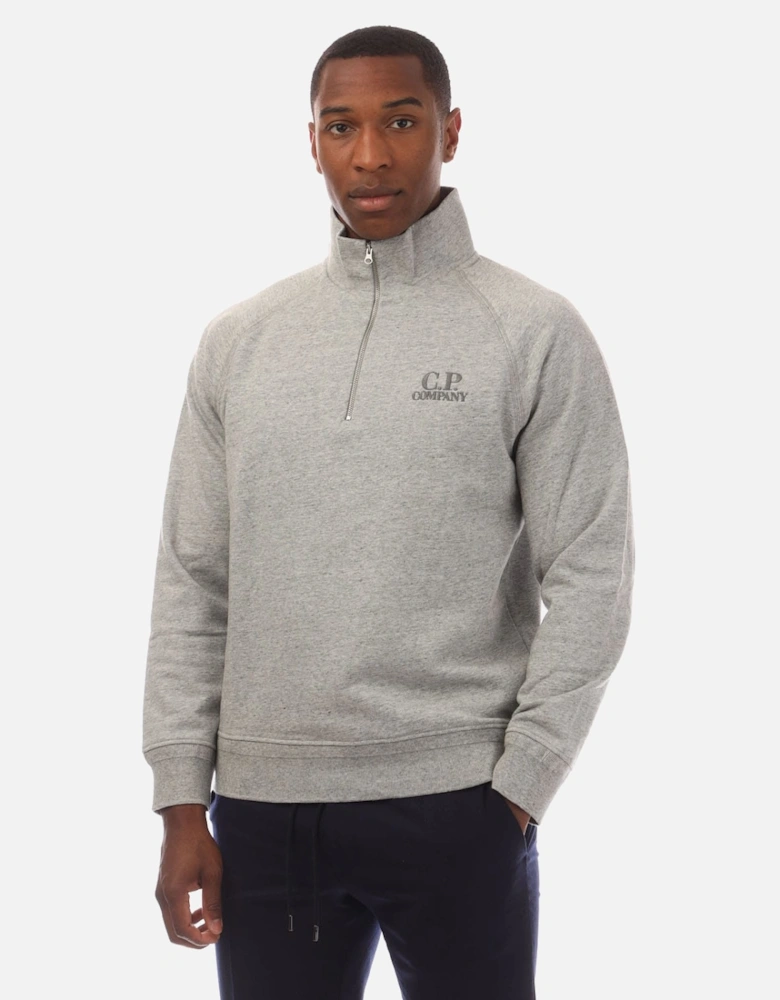 Diagonal Raised Fleece Half Zip Logo Sweatshirt