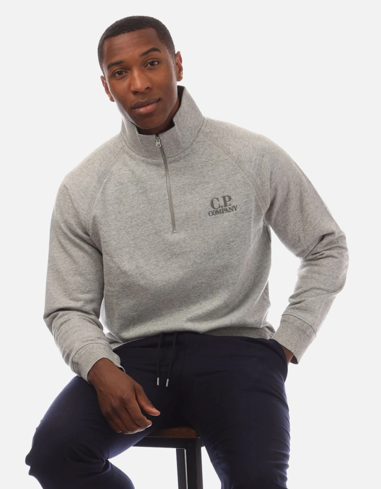 Diagonal Raised Fleece Half Zip Logo Sweatshirt