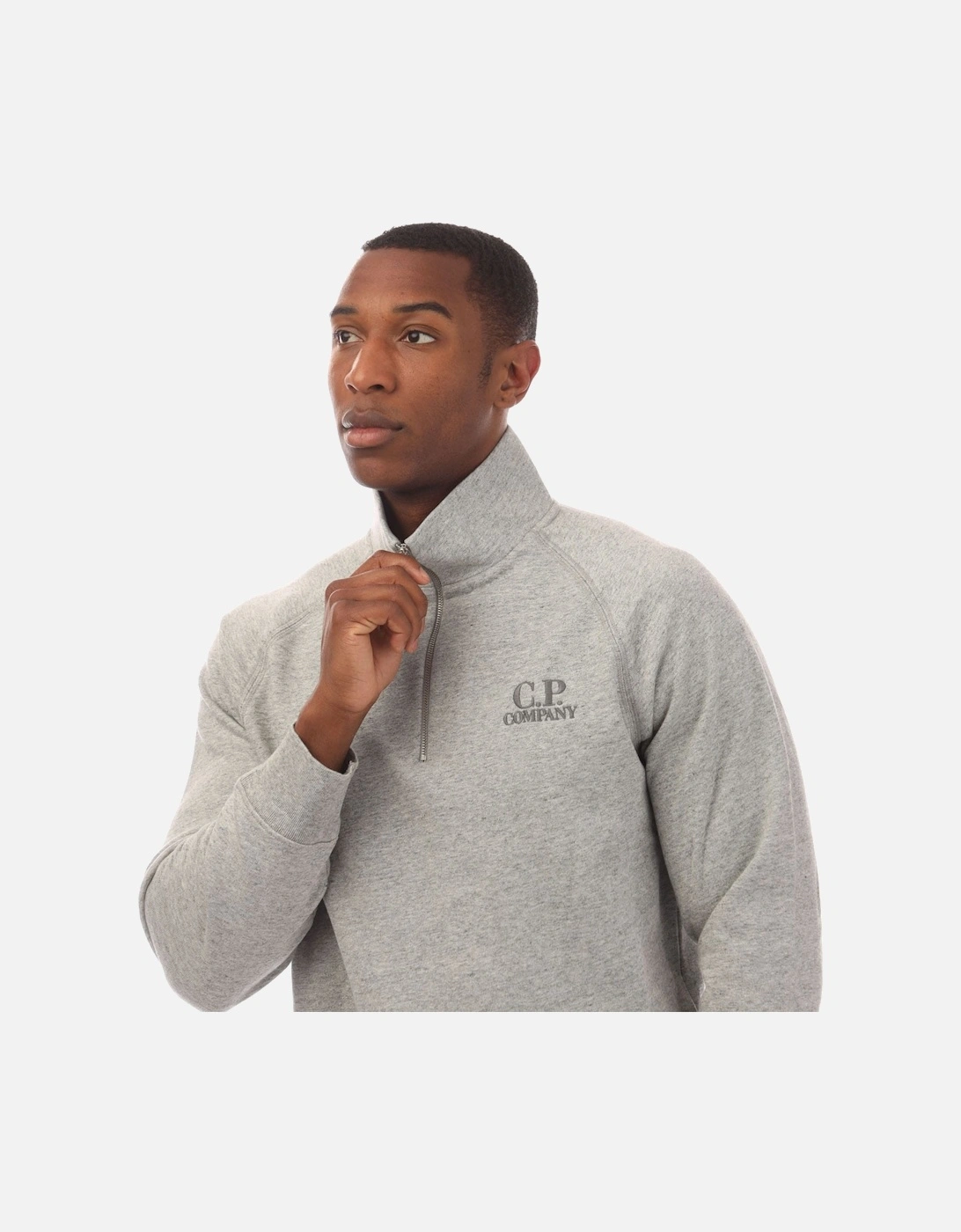 Diagonal Raised Fleece Half Zip Logo Sweatshirt