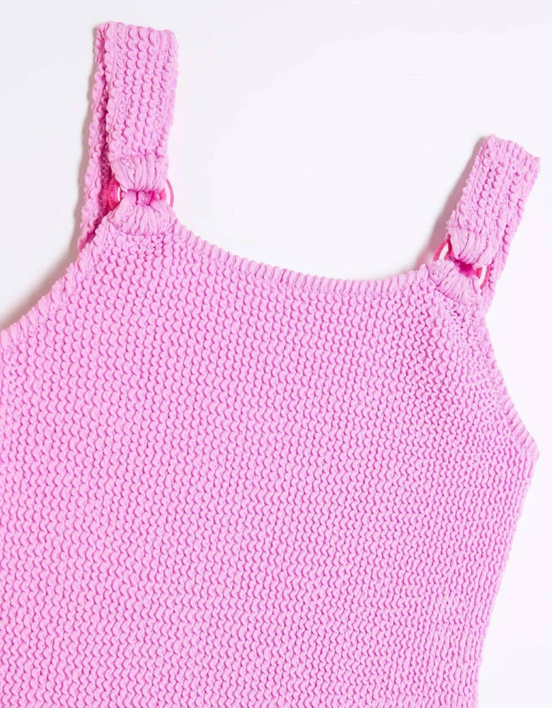 Girls Pack Of 2 Textured Swimsuits - Yellow/Pink