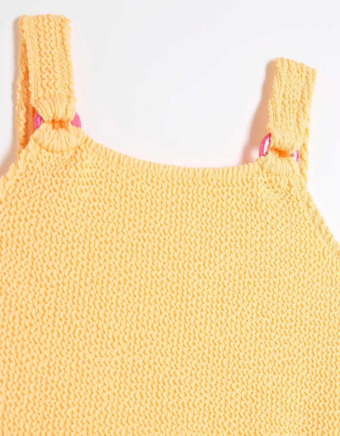 Girls Pack Of 2 Textured Swimsuits - Yellow/Pink