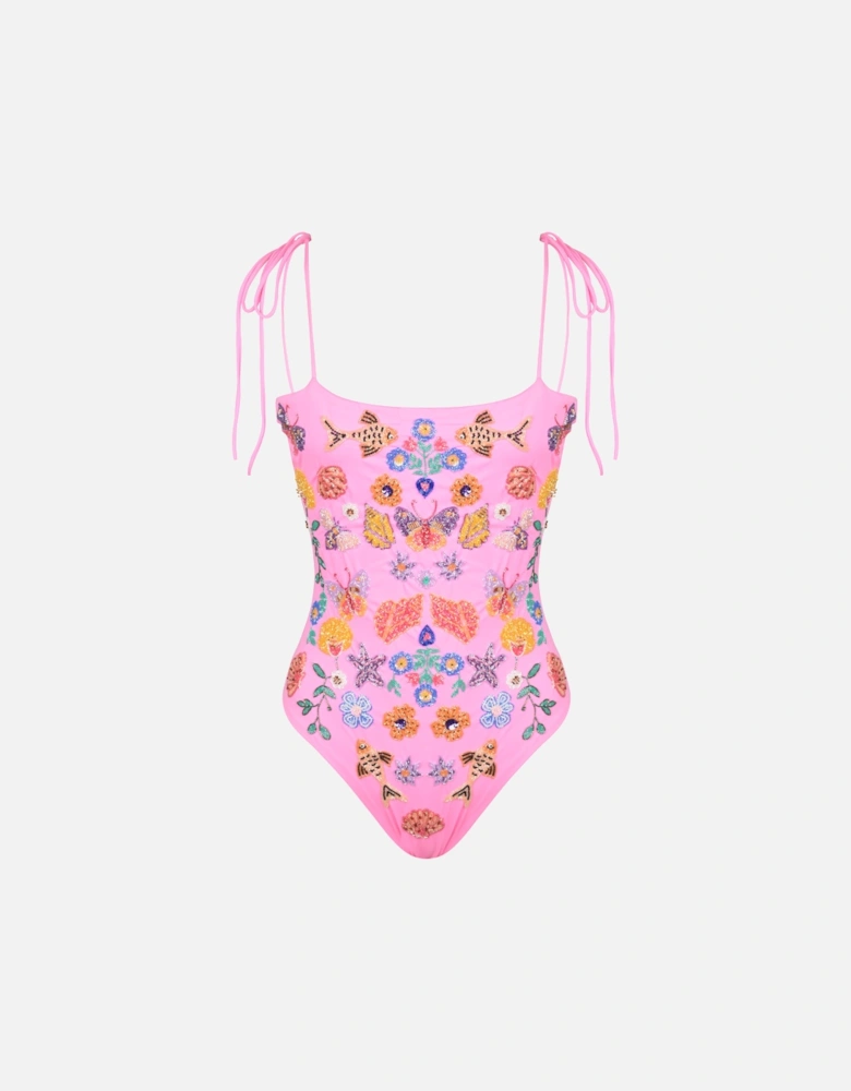 Mirrored Sea One Piece Swimsuit Pink