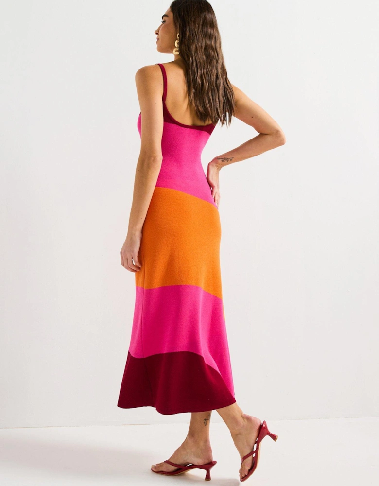 Bright Colourblock Knitted Dress -multi