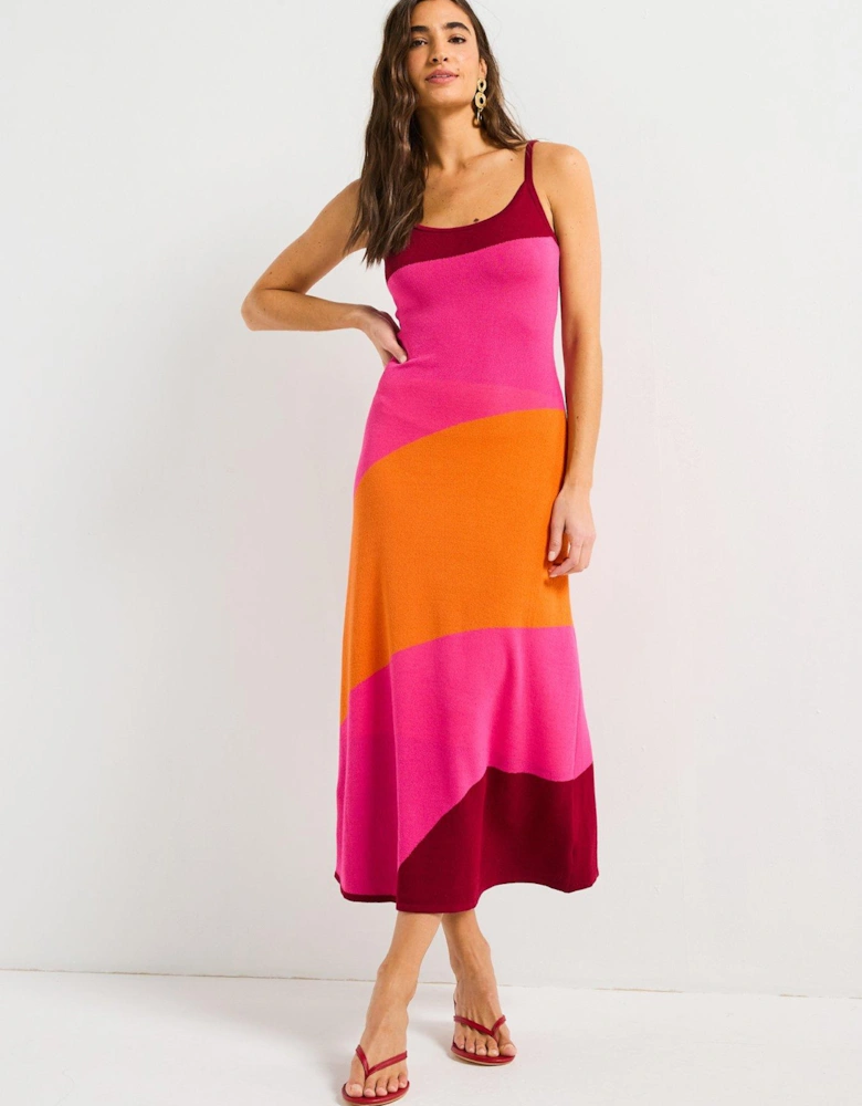 Bright Colourblock Knitted Dress -multi
