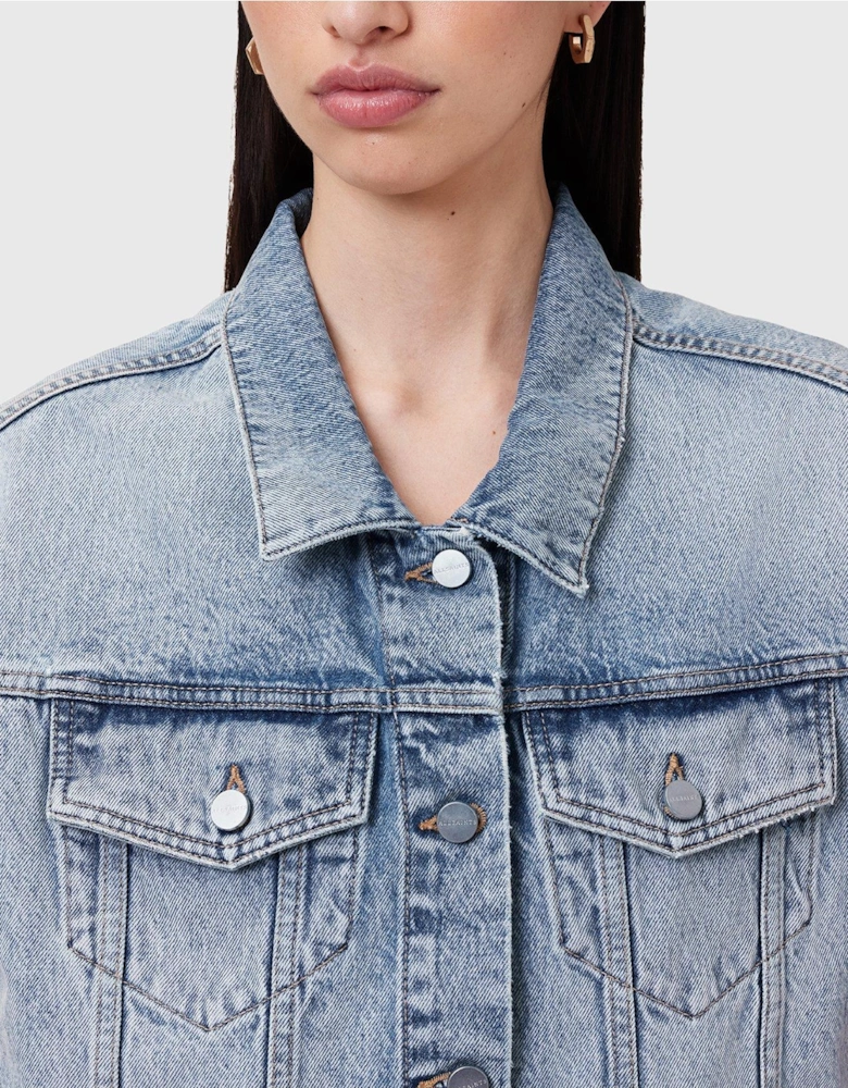 Laura Embellished Denim Waistcoat - Blue