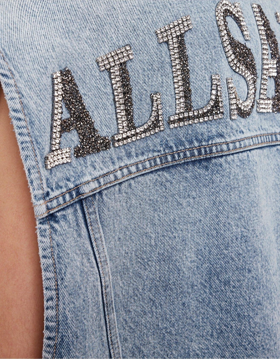 Laura Embellished Denim Waistcoat - Blue
