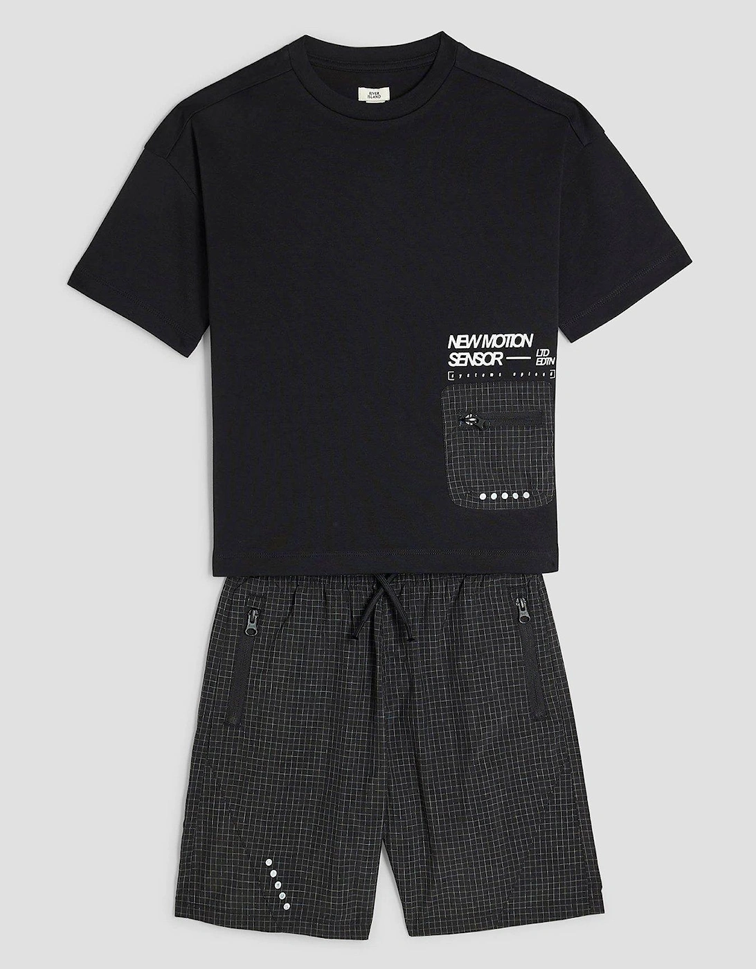 Boys Mesh Pocket T-Shirt Set - Black - Black