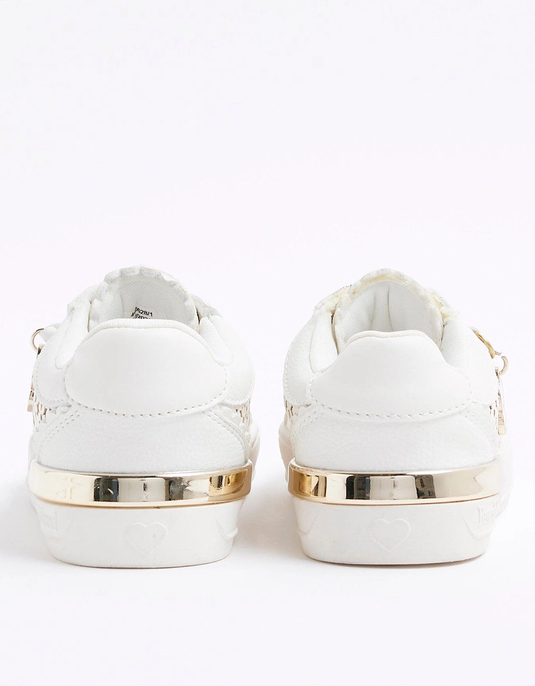 Girls Flower Laser Cut Trainers - White