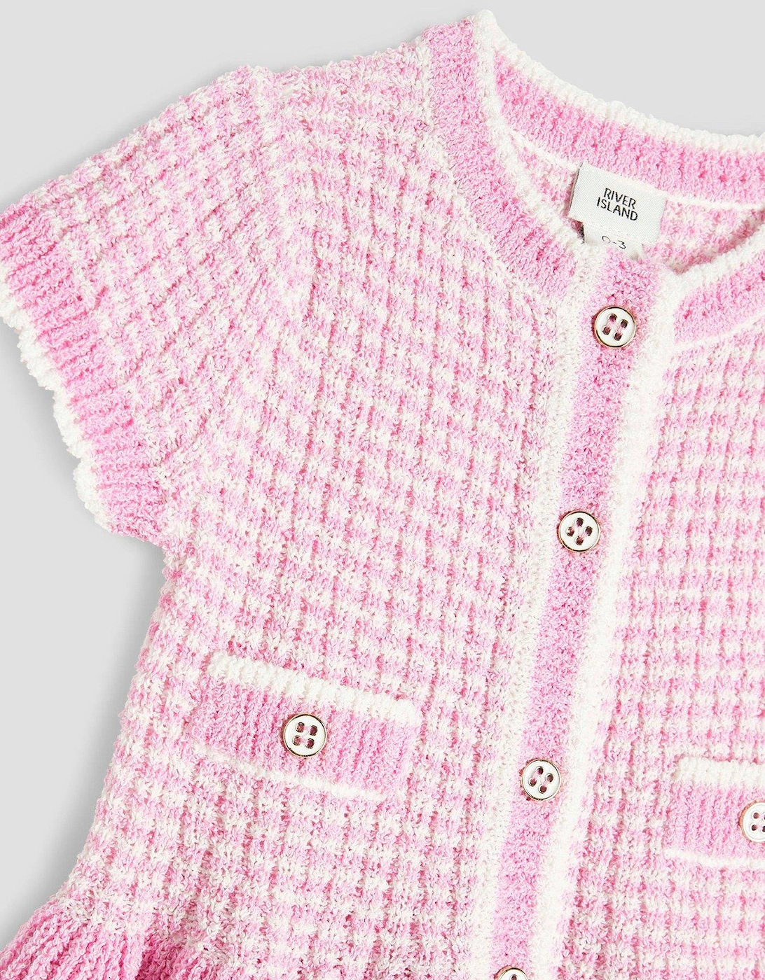 Girl Boucle Peplum Knit Set - Pink