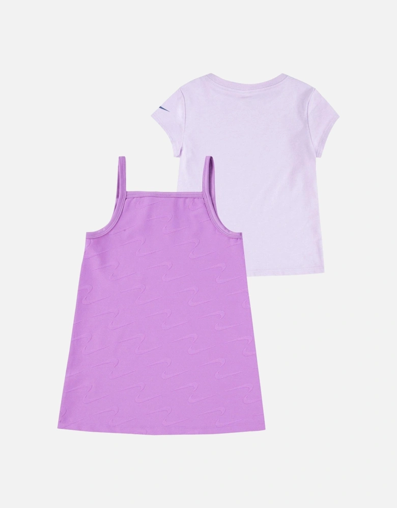 Kids Girls Swoosh S/s T-shirt And Dress Set - Purple
