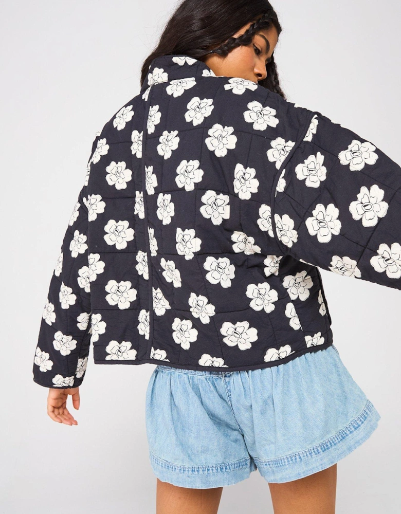 Chloe Quilt Printed Jacket - Black