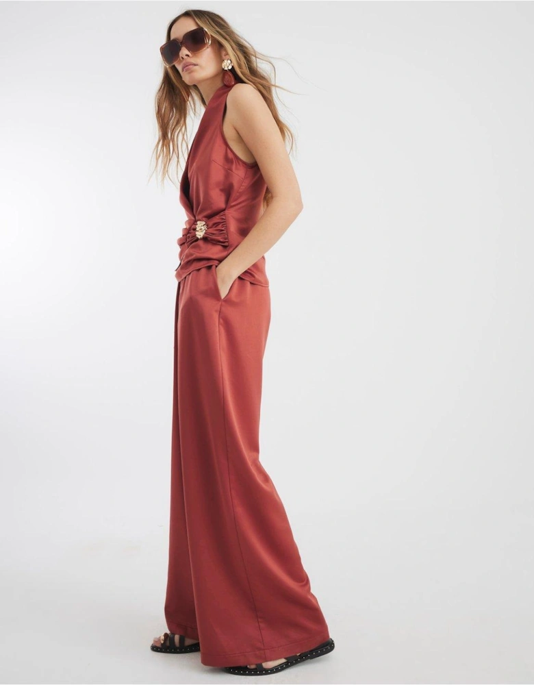 Highwaist Relaxed Trouser - Brown