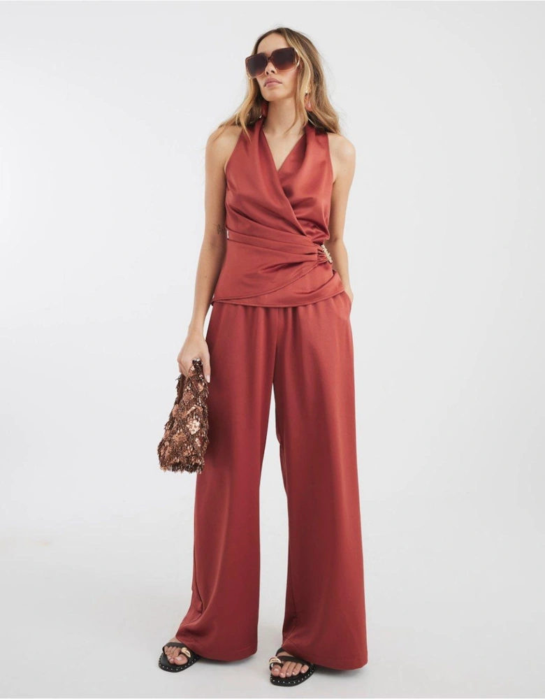Highwaist Relaxed Trouser - Brown