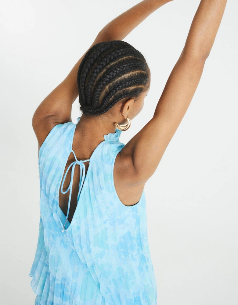 Plisse Tunic Top - Blue