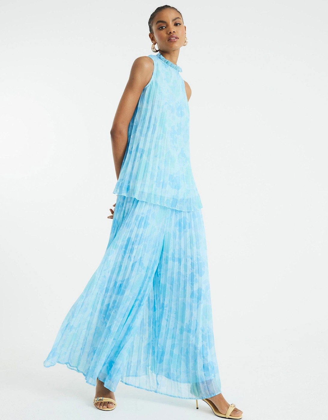 Plisse Tunic Top - Blue