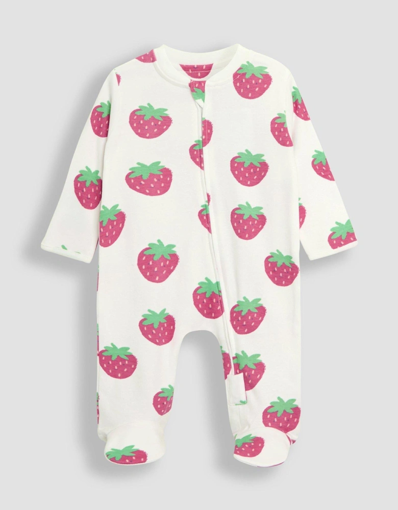 Baby Girls 2-pack Strawberry Sleepsuit & Hat Set - White