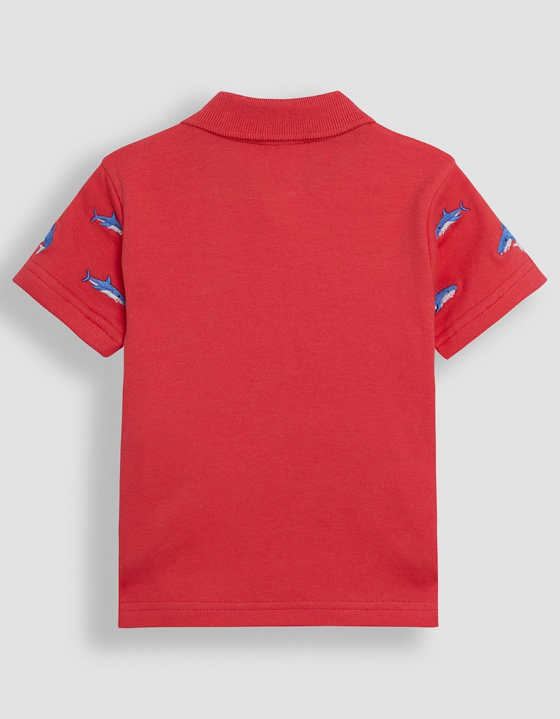Boys Shark Embroidered Polo Shirt - Red