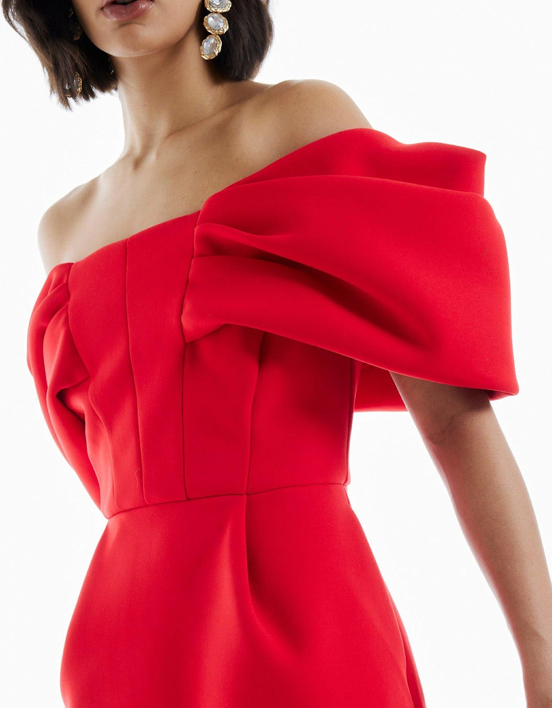 Bow Mini Dress - Red - Red
