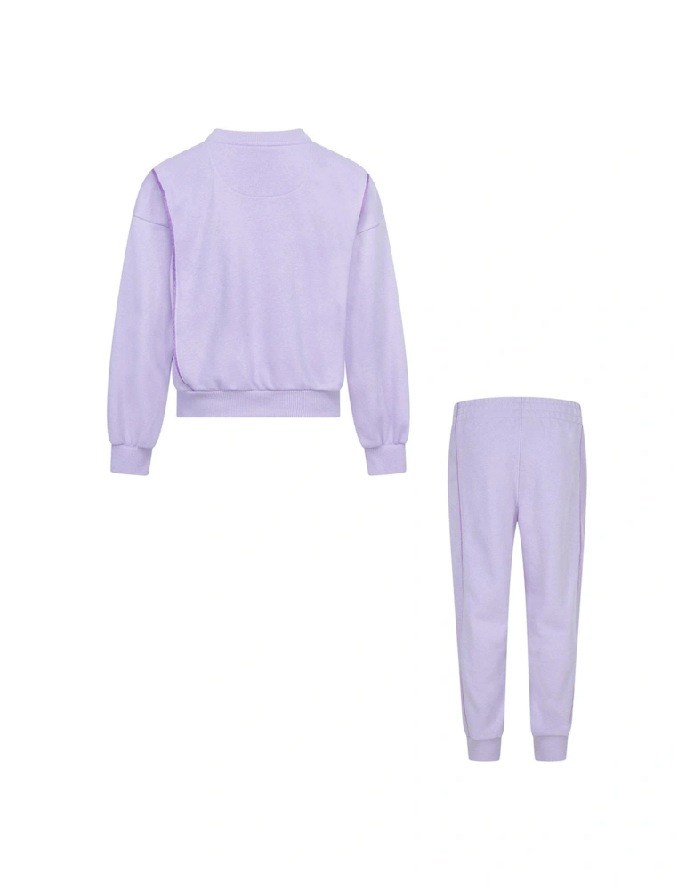 Kids Girls Essentials Crew And Jogger Set - Purple