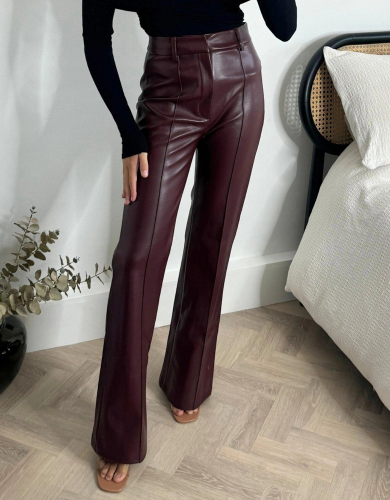 Pu Wide Leg Trouser - Red