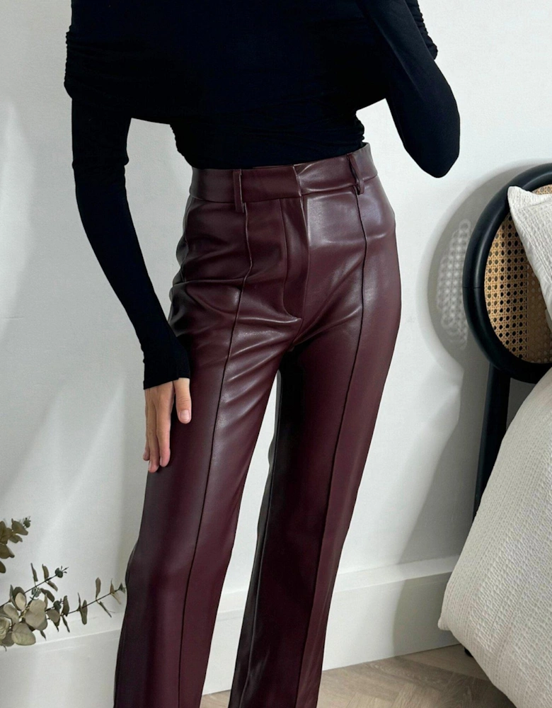 Pu Wide Leg Trouser - Red