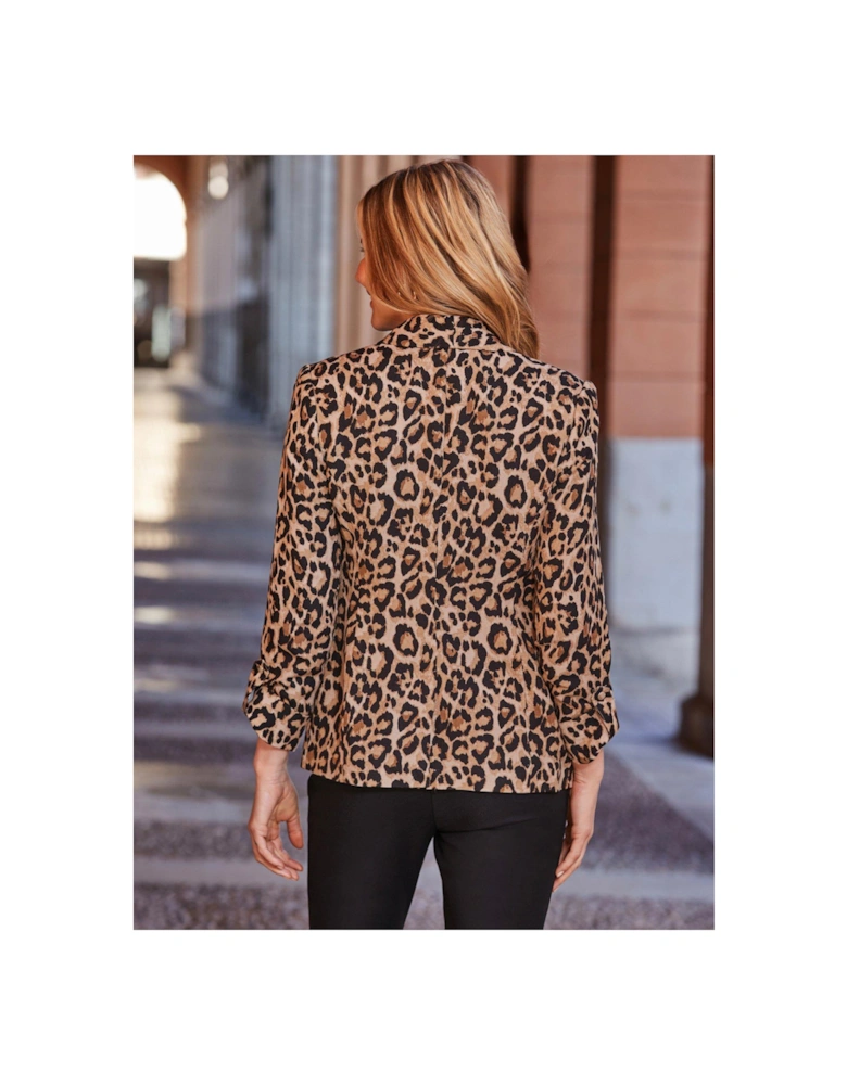 Roll Slv Linen Blend Blazer