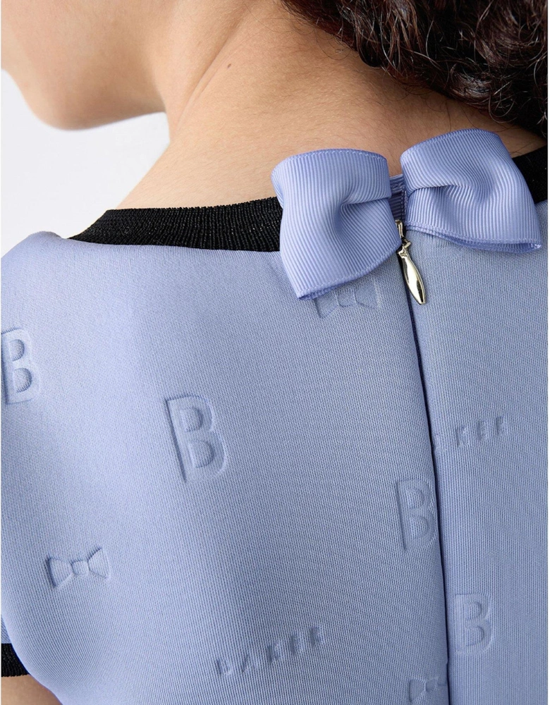 Girls Embossed Logo Dress - Blue
