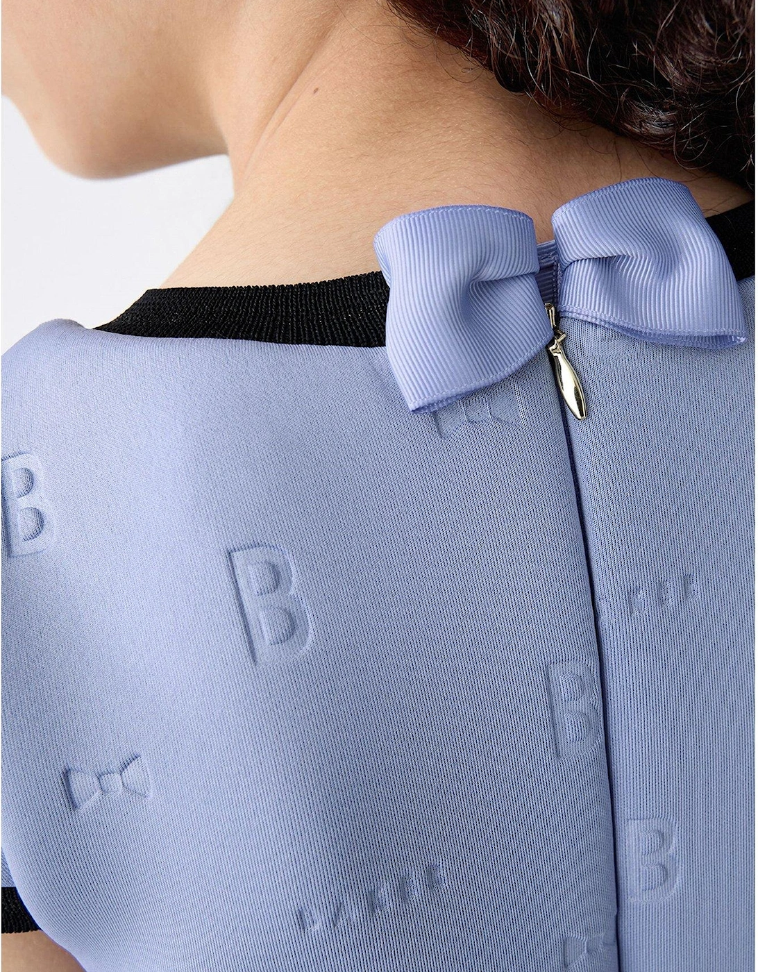 Girls Embossed Logo Dress - Blue