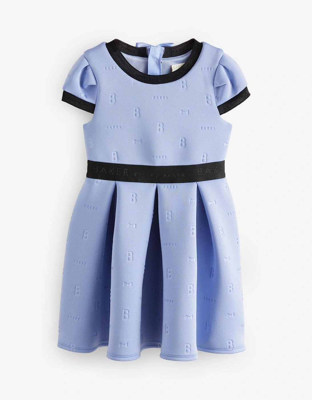 Girls Embossed Logo Dress - Blue