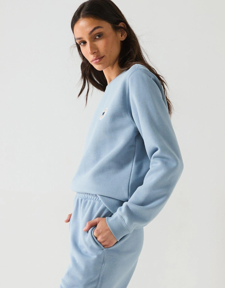Womens Standard Fit Core Chuck Patch Crew BB Sweater - Wet Stone
