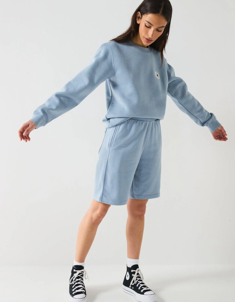 Womens Standard Fit Core Chuck Patch Crew BB Sweater - Wet Stone