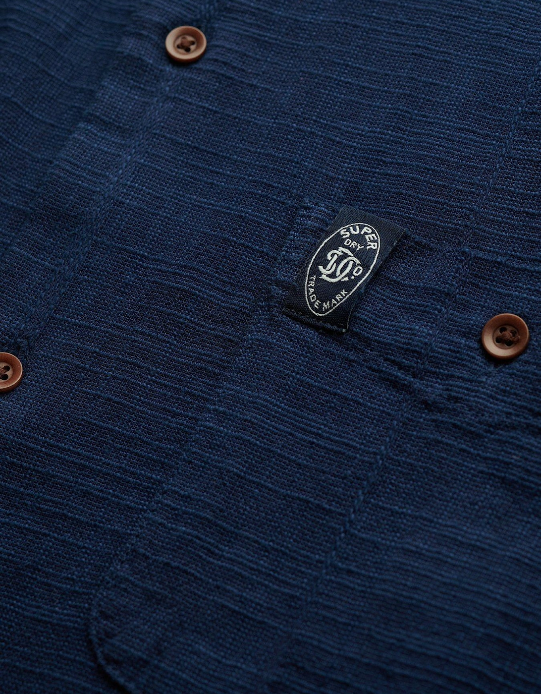 Merchant Short Sleeve Textured Shirt - Navy