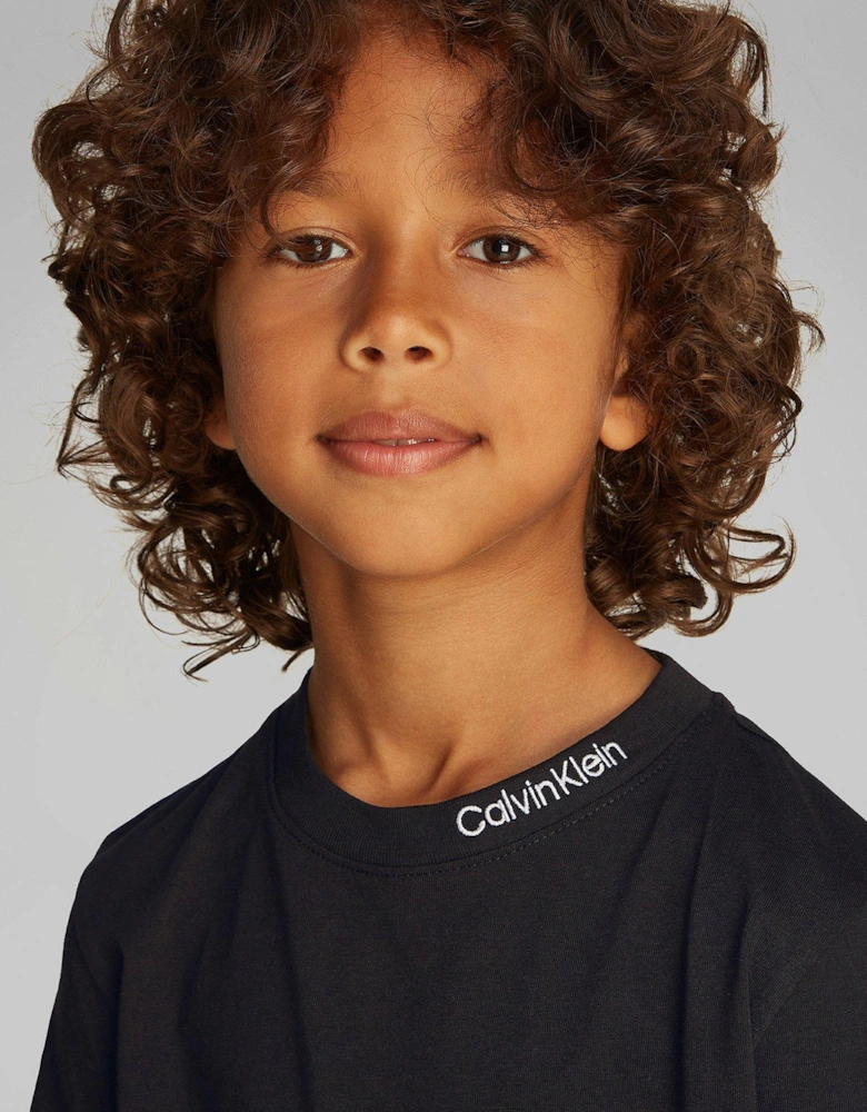 Boys 2 Pack of Neck Embroidered Short Sleeve T-Shirts - Multi