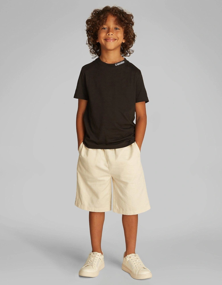 Boys 2 Pack of Neck Embroidered Short Sleeve T-Shirts - Multi