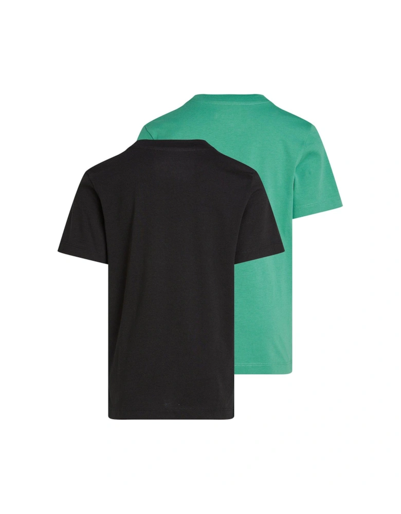 Boys 2 Pack of Neck Embroidered Short Sleeve T-Shirts - Multi