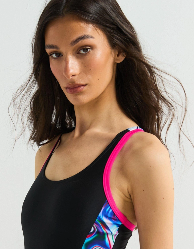 Women's Training Crazy Wash Atomback Swimsuit - Navy