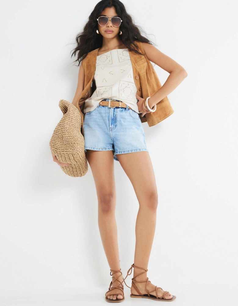 Broderie Top - Stone