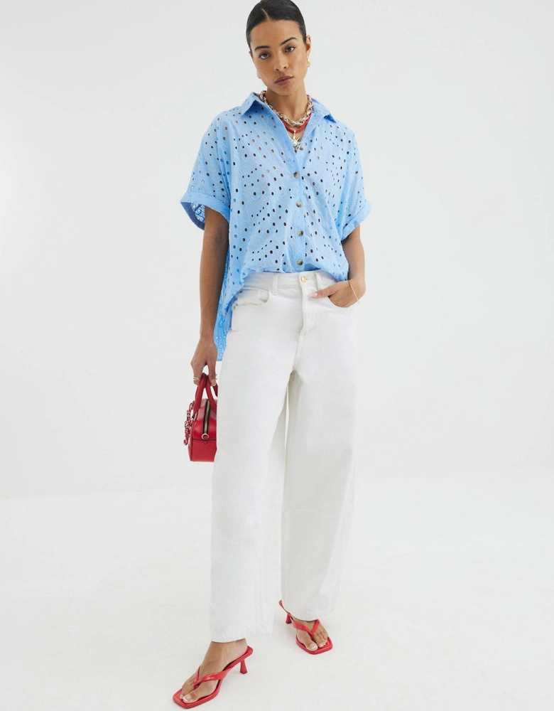 Broderie Shirt - Light Blue