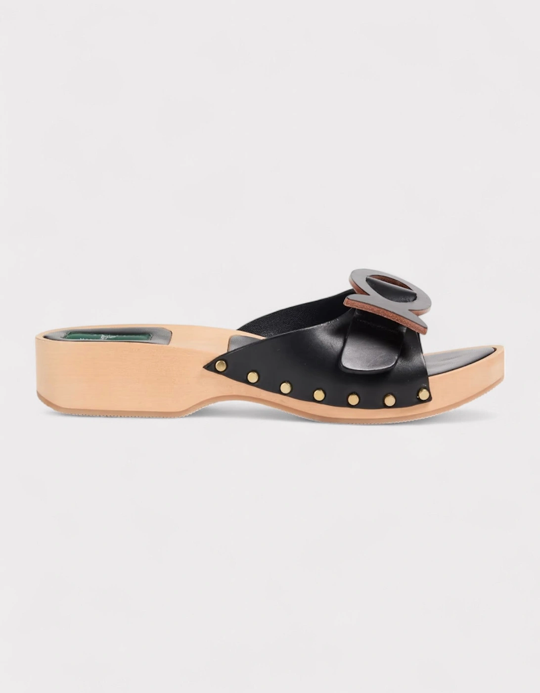 Appliquéd Leather Clog Sandals Black, 5 of 4