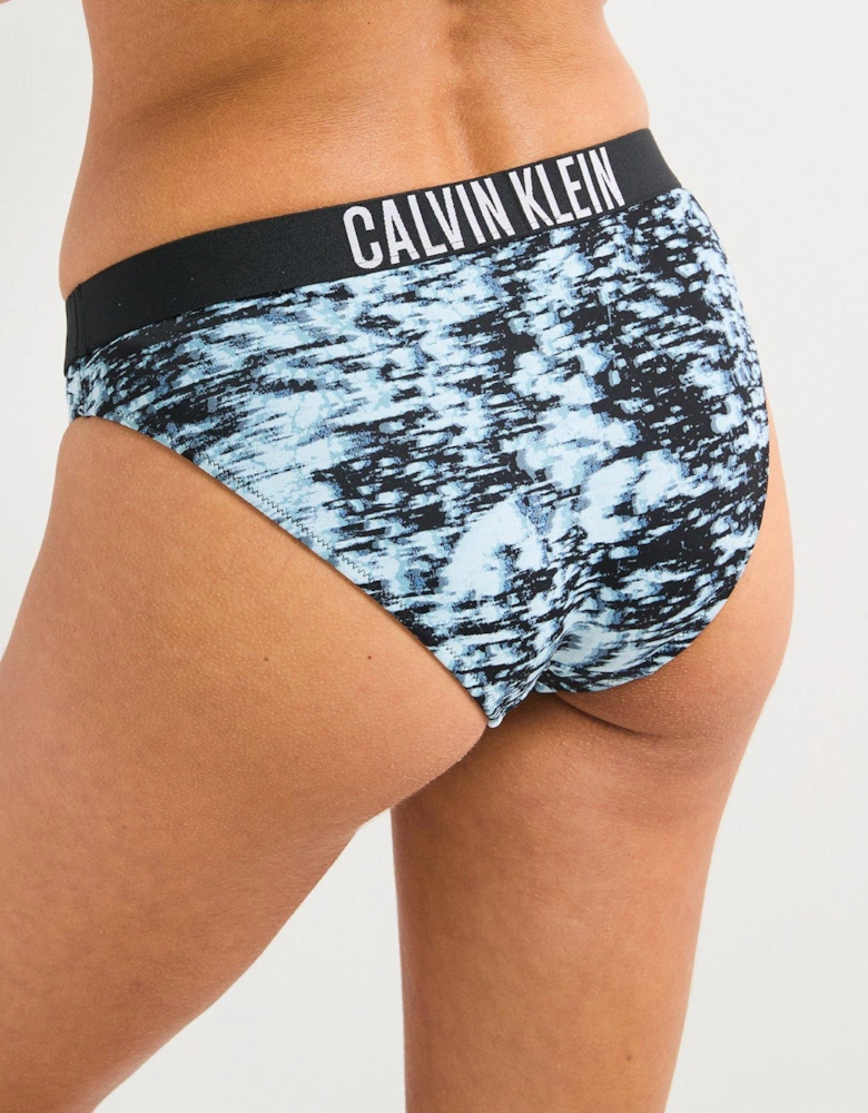 Marble Print Bikini Brief - Black