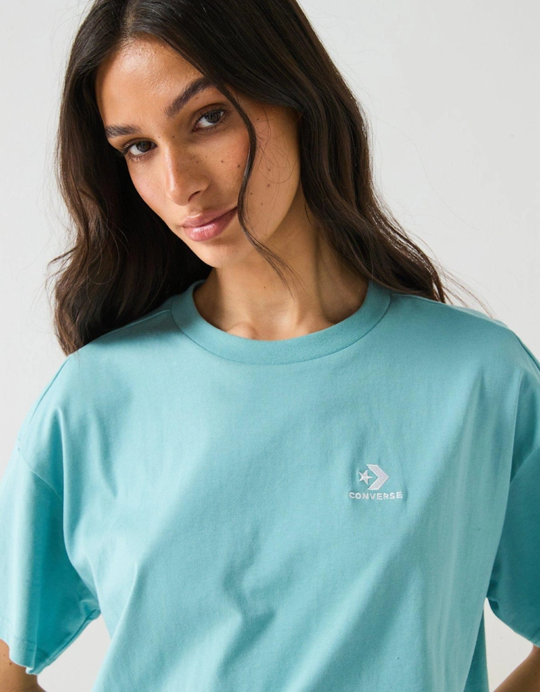 Womens Star Chevron Oversized Tee - Blue
