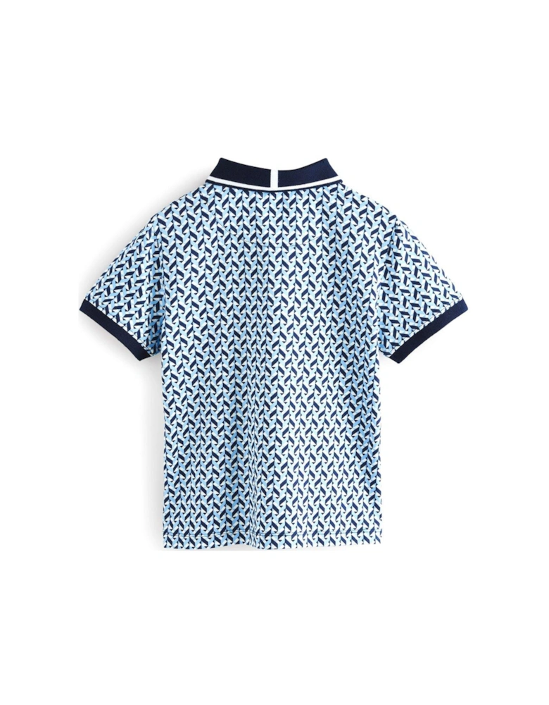Geometric Print Polo Shirt - Navy