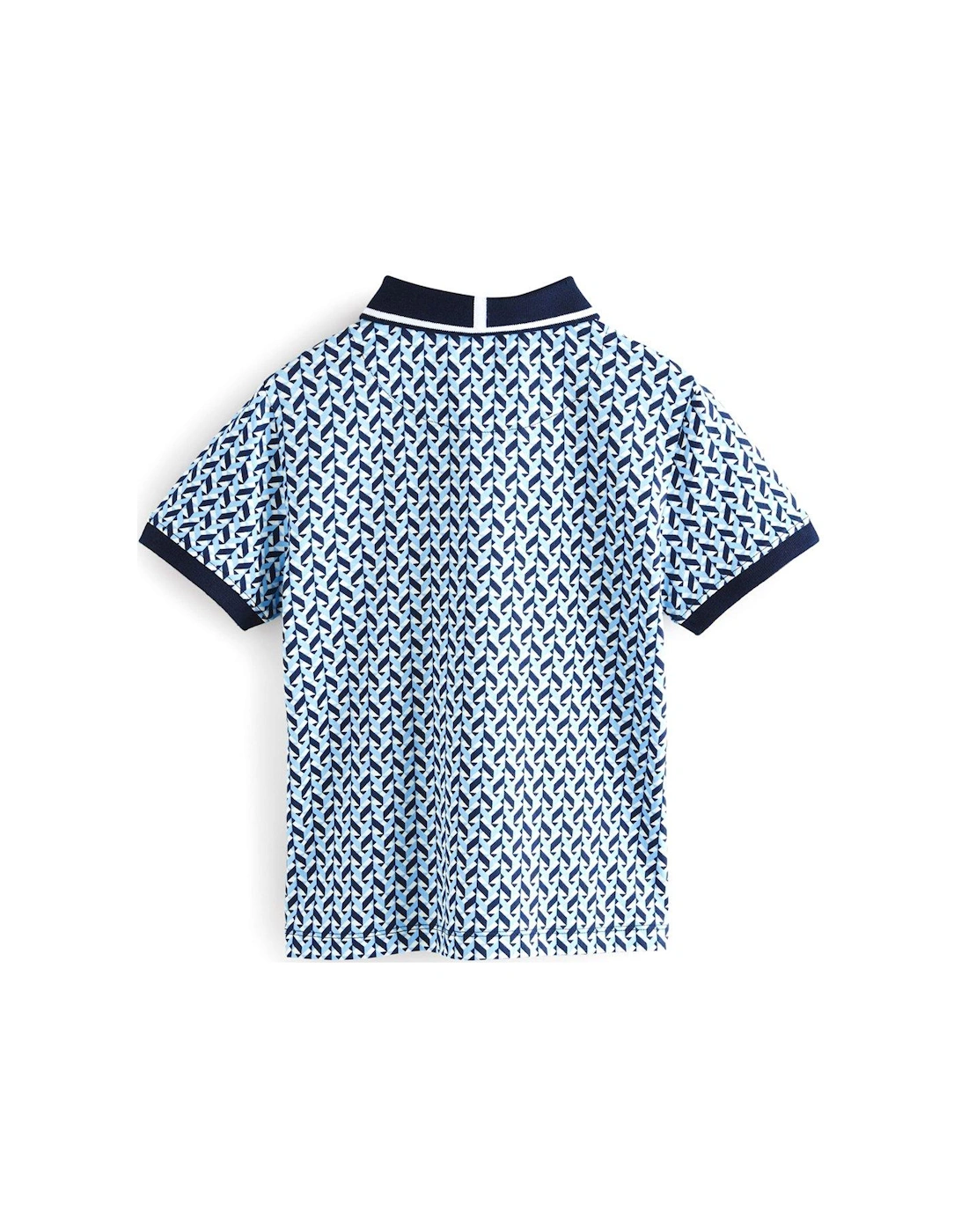 Geometric Print Polo Shirt - Navy