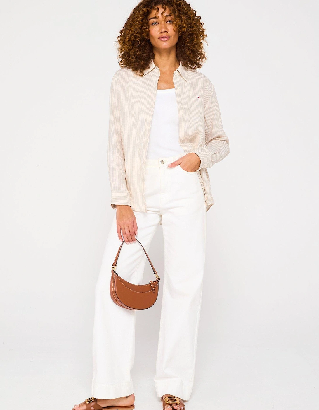 Relaxed Fit Linen Shirt - Beige/Cream