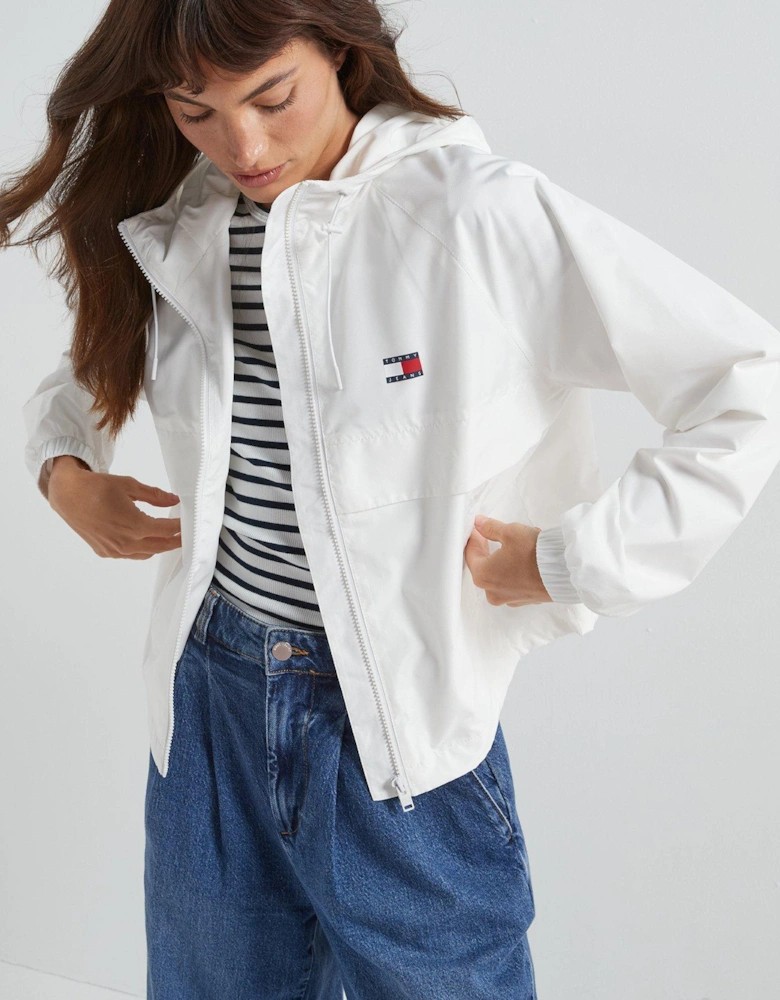Hooded Windbreaker Jacket - White